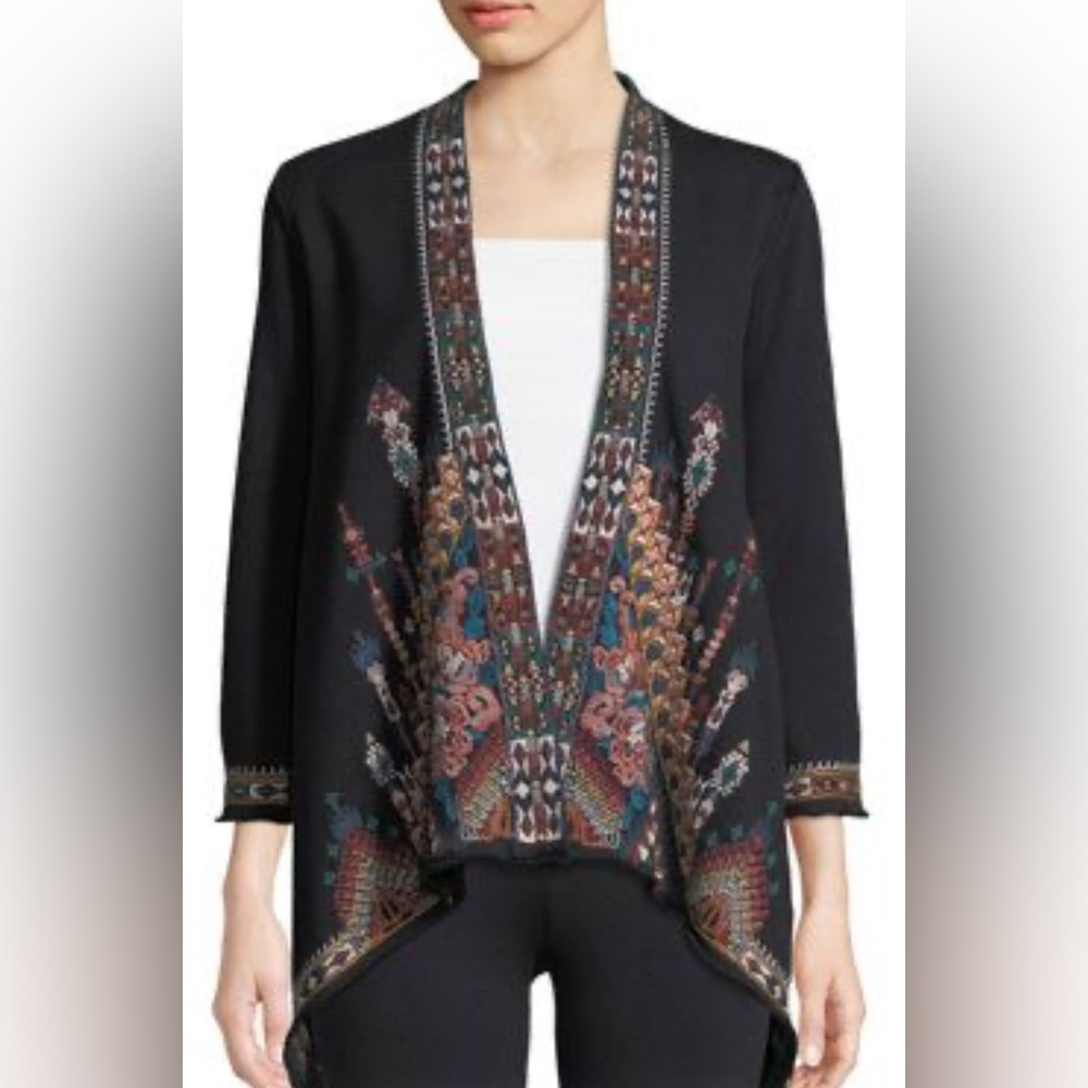 Johnny Was Draped Embroidered Women's Cardigan Sweater - Picture 10 of 10